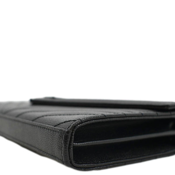 YVES SAINT LAURENT Cassandre Chain Wallet Leather Crossbody Bag Black