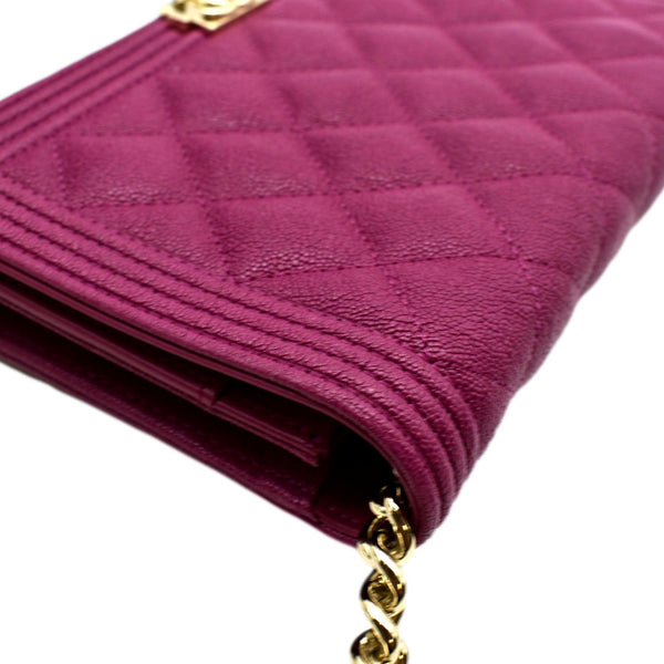 CHANEL Boy Woc Quilted Caviar Leather Wallet on Chain Crossbody Bag Pink