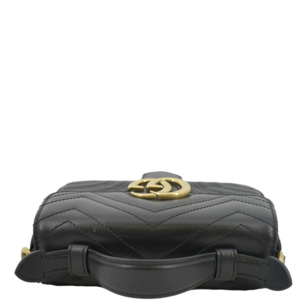 GUCCI GG Marmont Leather Top Handle Crossbody Bag Black 547260
