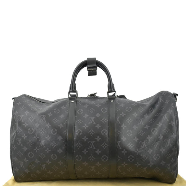 LOUIS VUITTON Keepall 55 Bandouliere Monogram Eclipse Travel Bag Black
