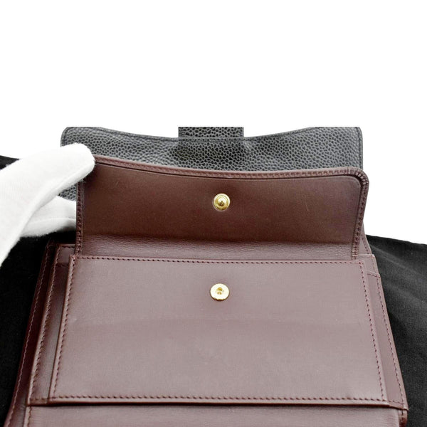 Chanel Flap Quilted Caviar Wallet Inside