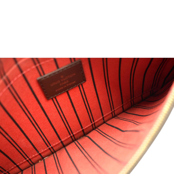 LOUIS VUITTON Neverfull Damier Ebene Pochette Wristlet Pouch Brown