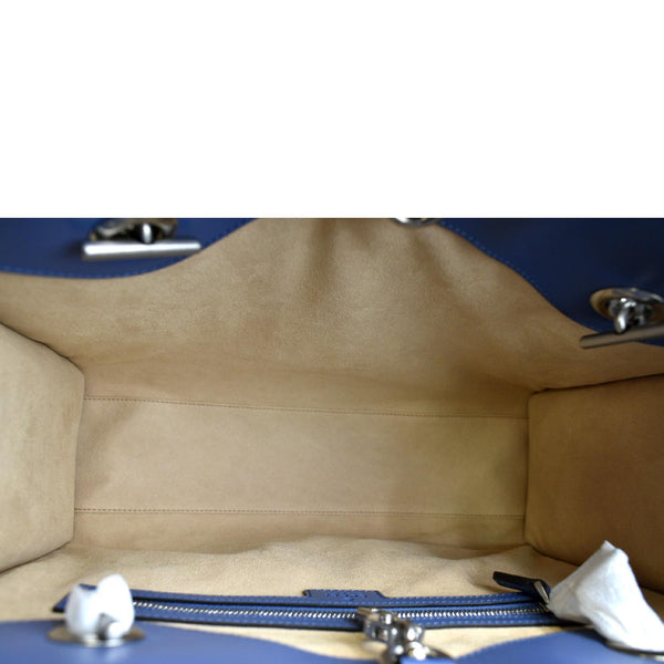 GUCCI GG Marmont Medium Metelasse Leather Tote Shoulder Bag Blue 675796