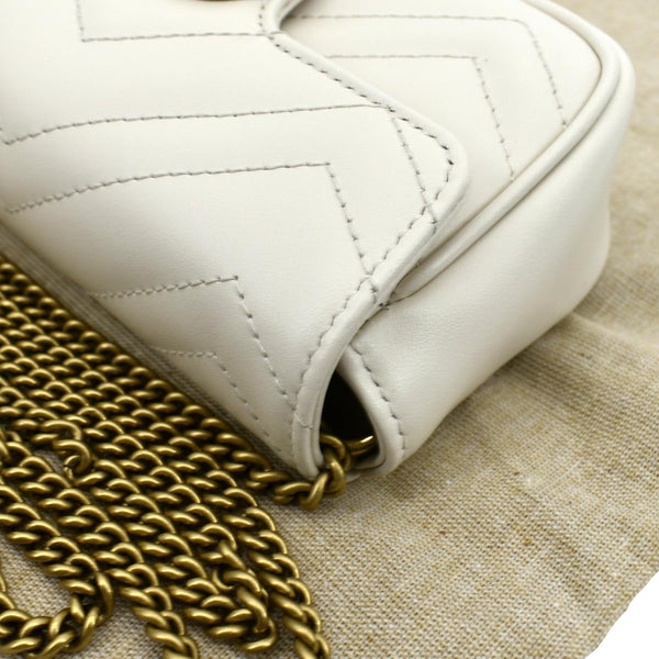 GUCCI GG Marmont Super Mini Matelasse Leather Crossbody Bag White 476433