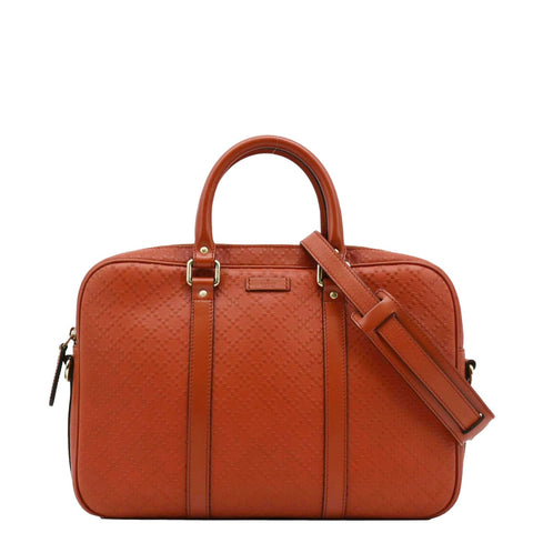GUCCI Diamante Bright Leather Briefcase Travel Bag Orange 344357