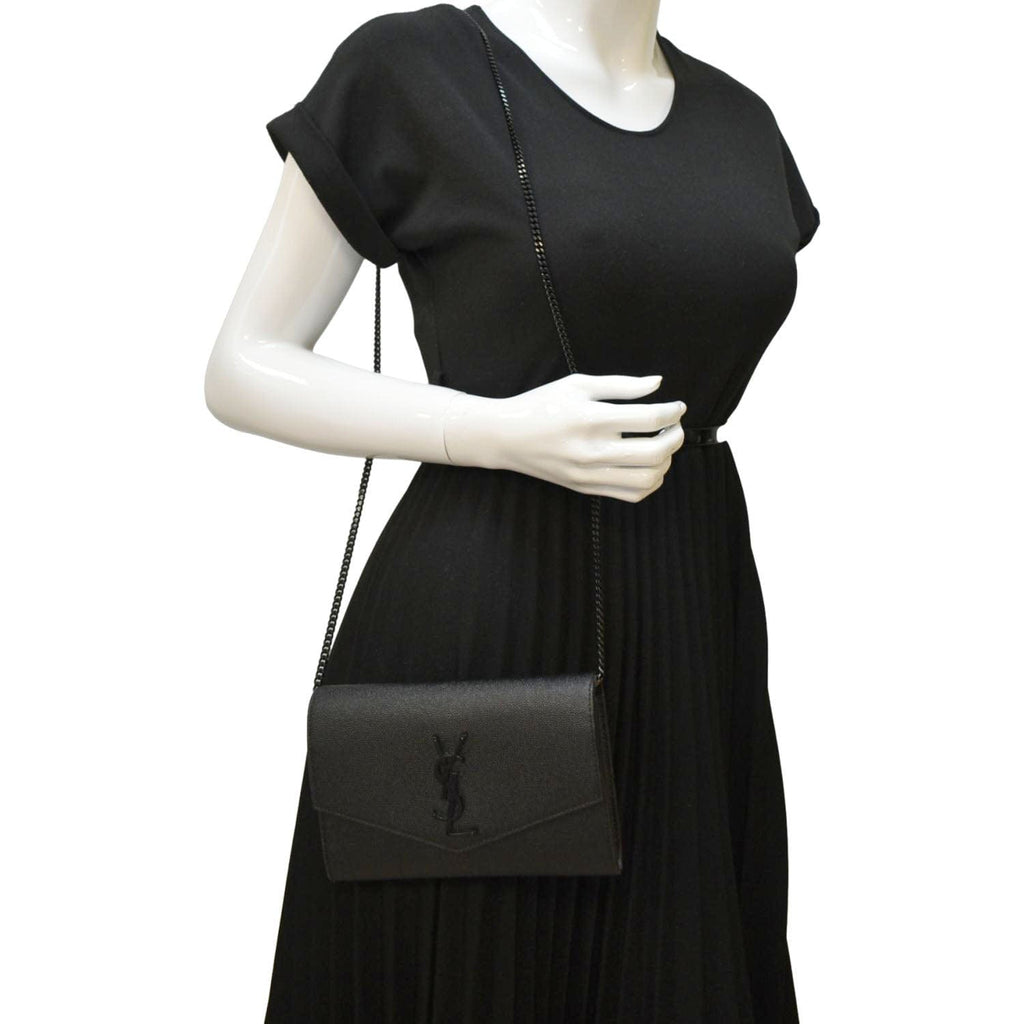 YVES SAINT LAURENT Uptown Gain De Poudre Embossed Leather Crossbody Ch