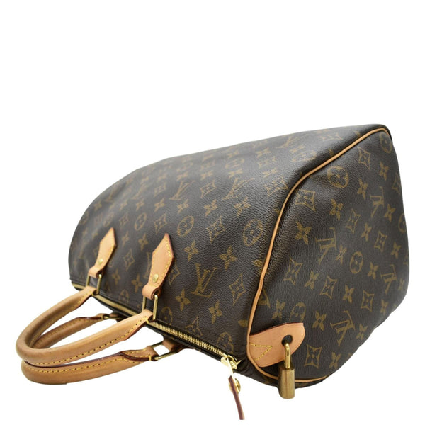 LOUIS VUITTON Speedy 35 Monogram Canvas Satchel Bag Brown