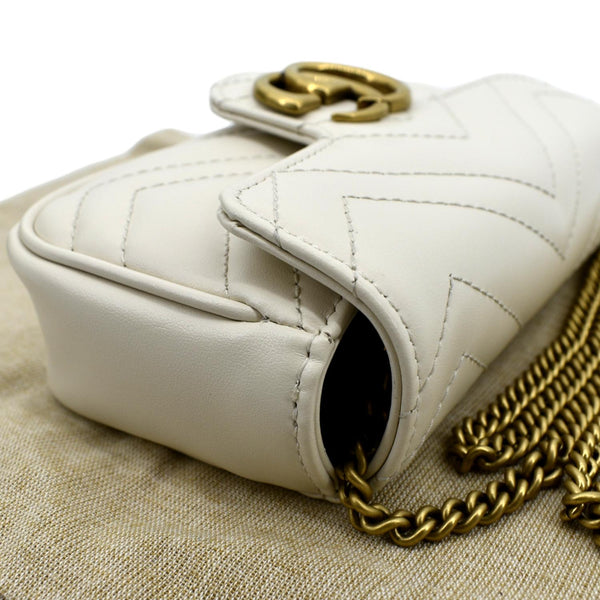 GUCCI GG Marmont Super Mini Matelasse Leather Crossbody Bag White 476433