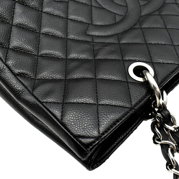 CHANEL Grand Shopping Quilted Caviar Leather GST Tote Bag Black