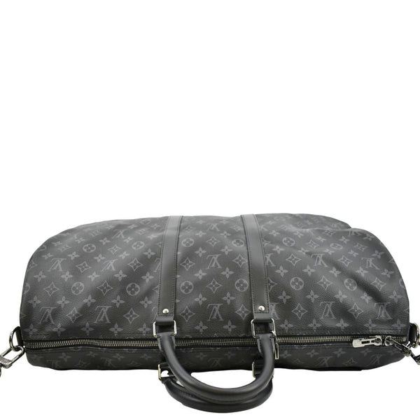 LOUIS VUITTON Keepall 55 Bandouliere Monogram Eclipse Travel Bag Black