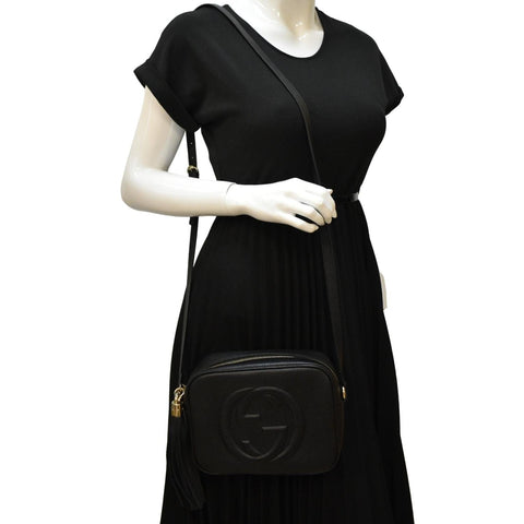 GUCCI Soho Disco Small Leather Crossbody Bag Black 308364