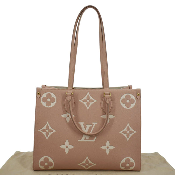 LOUIS VUITTON Onthego MM Giant Monogram Empreinte Leather Tote Shoulder Bag Rose Trianon