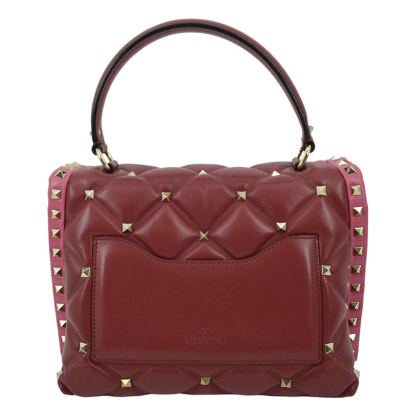 VALENTINO Rockstud Medium Candystud Leather Top Handle Shoulder Bag Pink