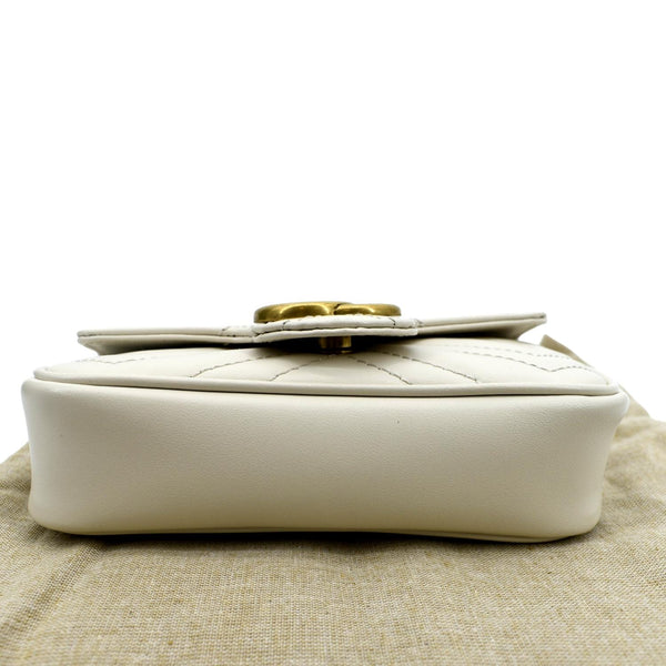 GUCCI GG Marmont Super Mini Matelasse Leather Crossbody Bag White 476433