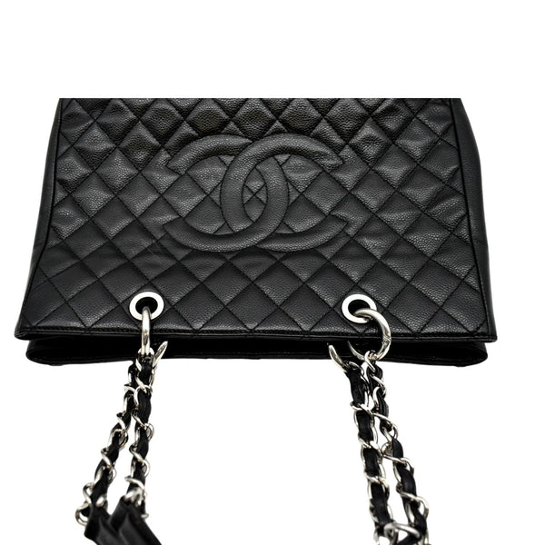 CHANEL Grand Shopping Quilted Caviar Leather GST Tote Bag Black