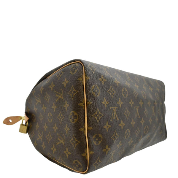 LOUIS VUITTON Speedy 35 Monogram Canvas Satchel Bag Brown