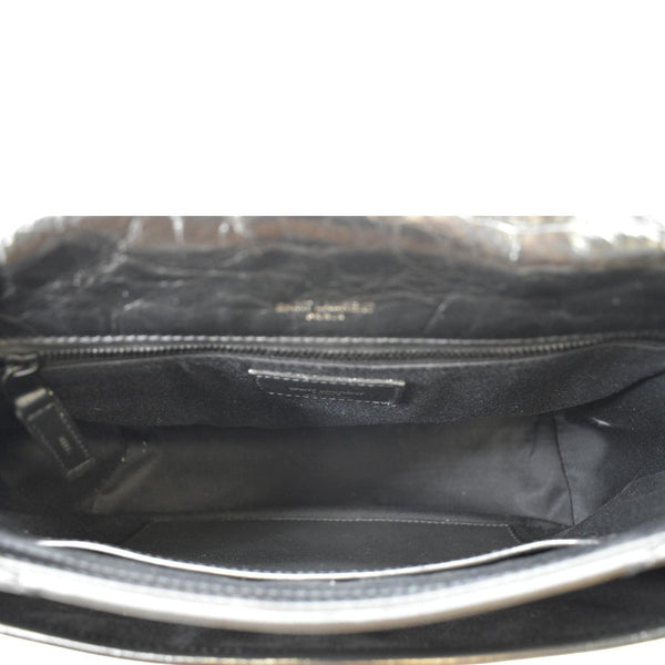 YVES SAINT LAURENT Niki Baby Crinkle Leather Shoulder Bag Black