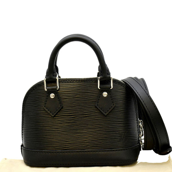 LOUIS VUITTON Nano Alma Epi Leather Top Handle Shoulder Bag Black