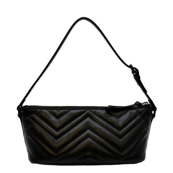 GUCCI GG Marmont Matelasse Chevron Leather Shoulder Bag Black 739166