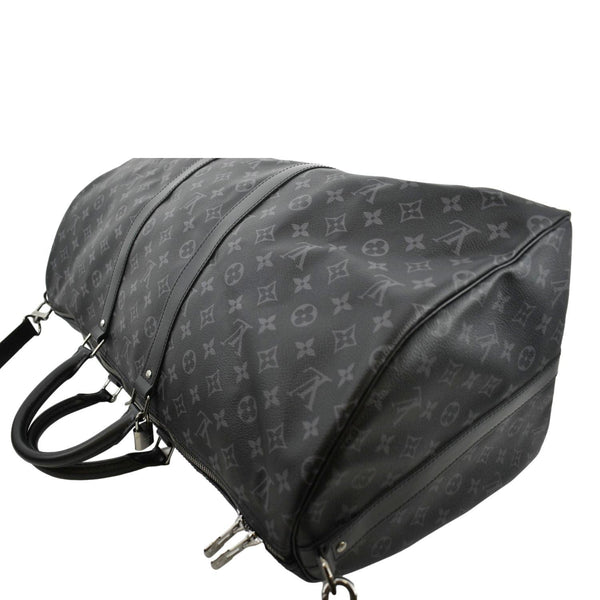 LOUIS VUITTON Keepall 55 Bandouliere Monogram Eclipse Travel Bag Black