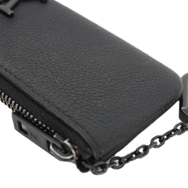 LOUIS VUITTON LV Aerogram Leather Key Pouch Black