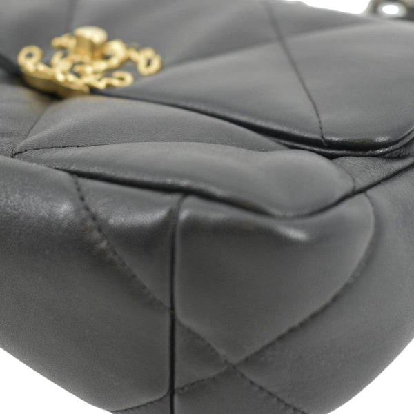 CHANEL 19 Small Flap Quilted Lambskin Leather Shoulder Bag Black