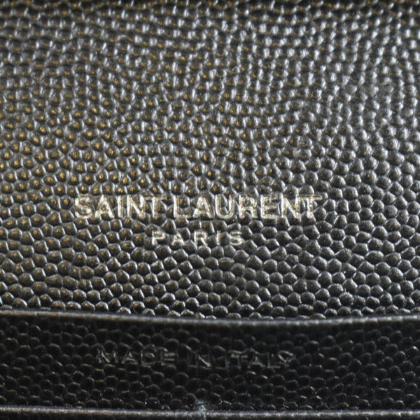 YVES SAINT LAURENT Cassandre Chain Wallet Leather Crossbody Bag Black