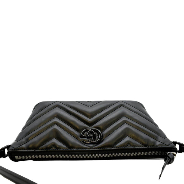 GUCCI GG Marmont Matelasse Chevron Leather Shoulder Bag Black 739166