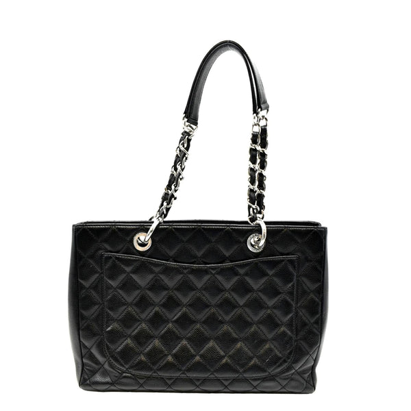 CHANEL Grand Shopping Quilted Caviar Leather GST Tote Bag Black