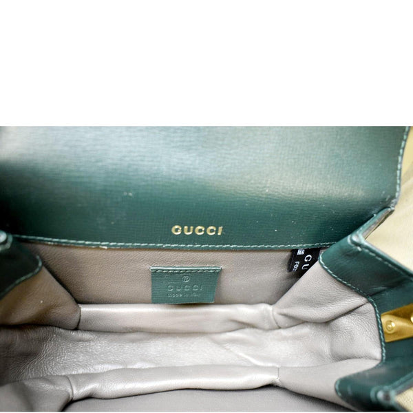 GUCCI Sylvie 1969 Mini Leather Shoulder Bag Green 615965
