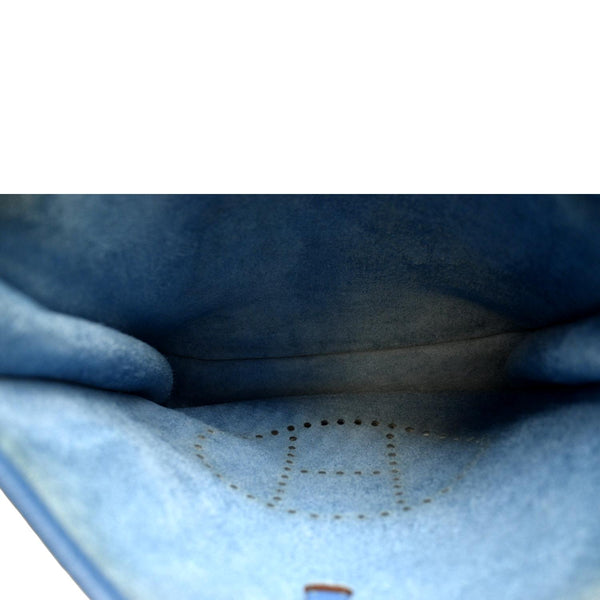 HERMES Evelyne GM Taurillon Clemence Crossbody Bag Blue