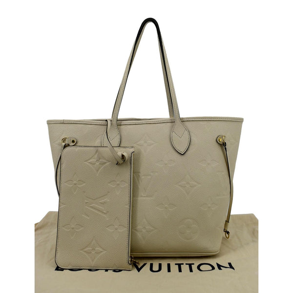 Louis Vuitton Neverfull MM Monogram Empreinte Tote Bag in Beige color