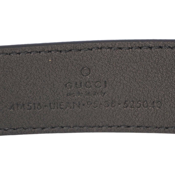 GUCCI Double G Buckle Marmont Bee Print Leather Belt Black 411516 Size 95.38