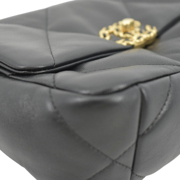 CHANEL 19 Small Flap Quilted Lambskin Leather Shoulder Bag Black