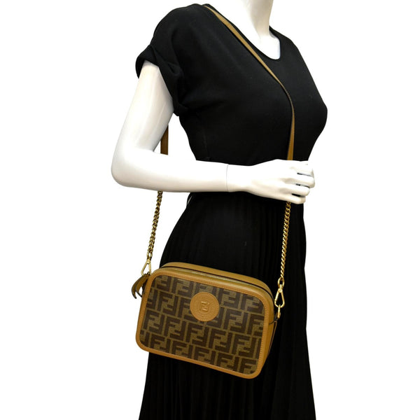 FENDI FF Fabric Crossbody Camera Bag Tan