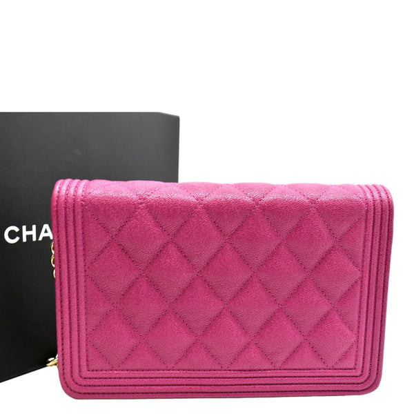 CHANEL Boy Woc Quilted Caviar Leather Wallet on Chain Crossbody Bag Pink