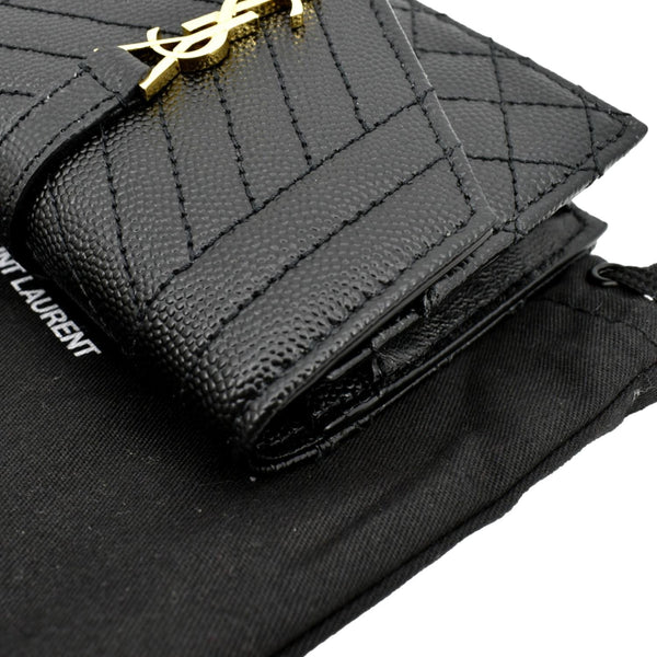 YVES SAINT LAURENT Gaby Small Envelope Quilted Leather Wallet Black