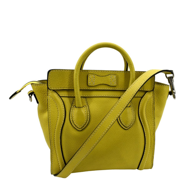 CELINE Nano Luggage Calfskin Leather Shoulder Bag Citron