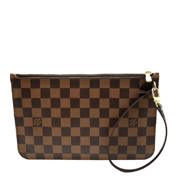 LOUIS VUITTON Neverfull Damier Ebene Pochette Wristlet Pouch Brown