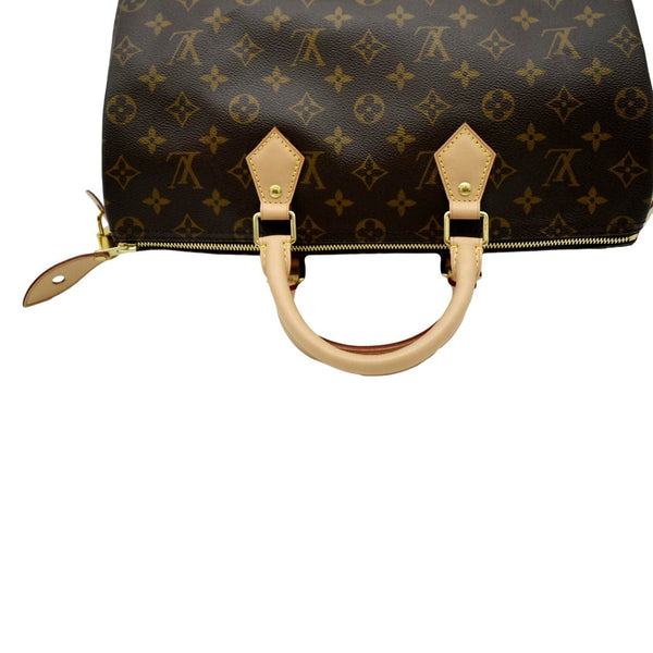 LOUIS VUITTON Speedy 35 Monogram Canvas Satchel Bag Brown