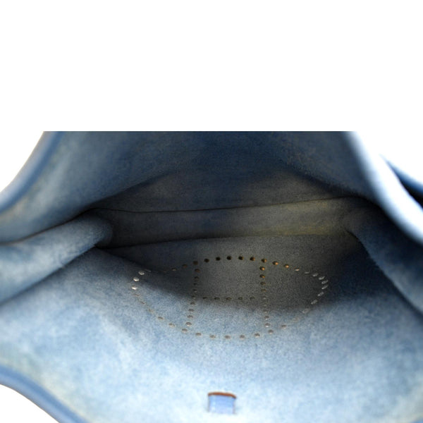 HERMES Evelyne GM Taurillon Clemence Crossbody Bag Blue