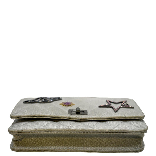 CHANEL Classic 2.55 Reissue Space Charm Quilted Canvas WOC Crossbody Bag Silver