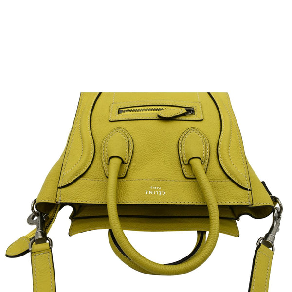 CELINE Nano Luggage Calfskin Leather Shoulder Bag Citron