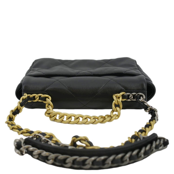 CHANEL 19 Small Flap Quilted Lambskin Leather Shoulder Bag Black