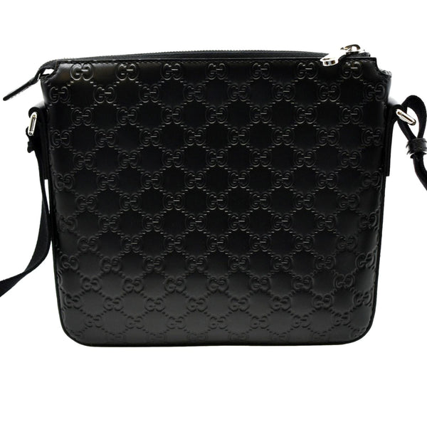 GUCCI GG Signature Leather Messenger Bag Black 406410