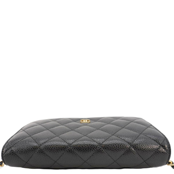 CHANEL Wallet On Chain Quilted Caviar Leather Crossbody Bag Black