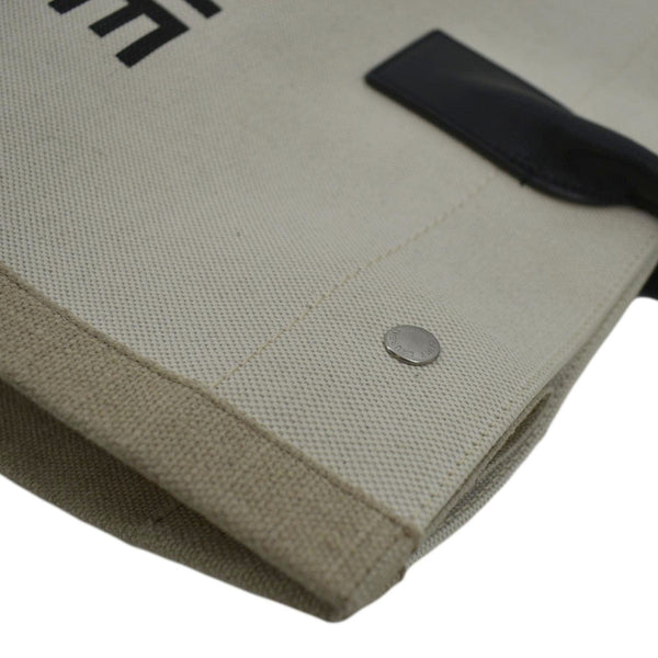 YVES SAINT LAURENT Rive Gauche Small Linen Leather Tote Griege