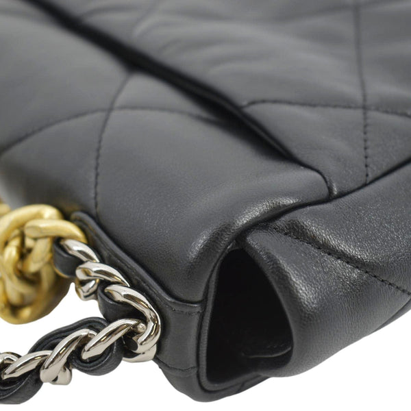 CHANEL 19 Small Flap Quilted Lambskin Leather Shoulder Bag Black