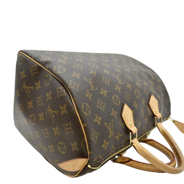 LOUIS VUITTON Speedy 35 Monogram Canvas Satchel Bag Brown
