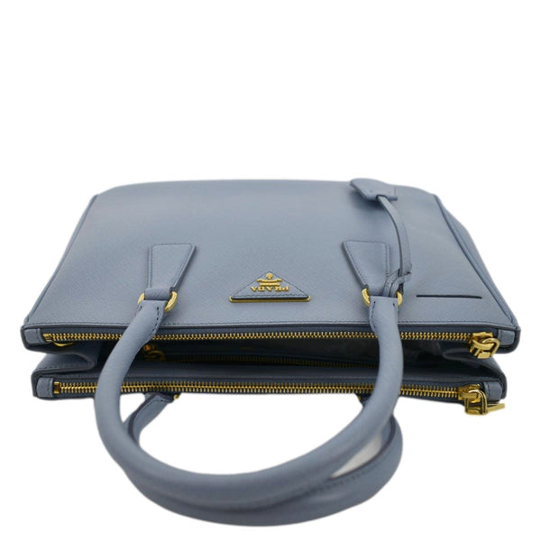 PRADA Galleria Double-Zip small Saffiano Leather Tote Bag Light Blue